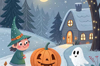 illustrations magical christmas, halloween children book illustrations