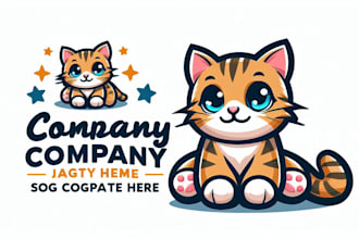 create adorable big kitten mascot logo for your business only 12 hours