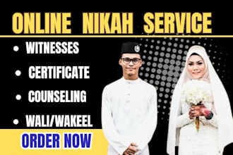 officiate your online nikah with witnesses, certificate and wali