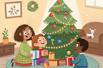 illustrate children book illustration, christian story book and christmas book