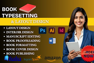 format design typeset your book, manuscript, interior layout for kdp publishing