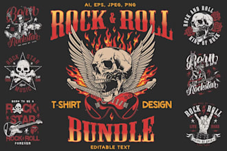 do vintage emblem rock roll guitarist logo with t shirt design