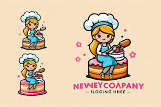design creative cute cake maker woman logo in very short time