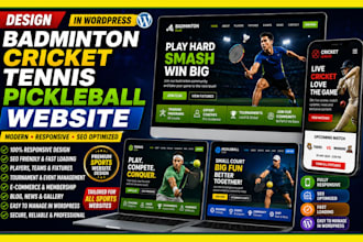 design badminton website cricket website tennis clothing wordpress website