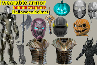 design 3d pepakura cosplay armor, weapon, and detailed helmet for 3d printing