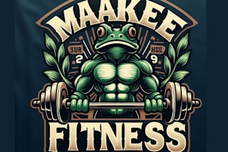 create retro fitness frog mascot logo