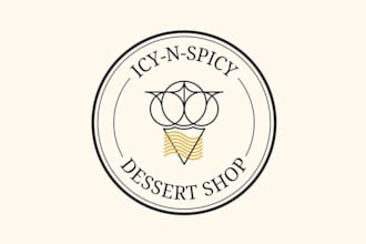 make icy spicy beach dessert shop logo with icy spicy