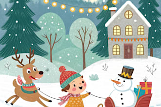 draw christmas cards and whimsical holiday illustration