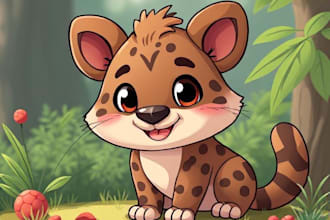 draw custom animal cartoon illustration