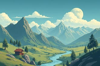 create flat landscape illustration of nature and background vector art