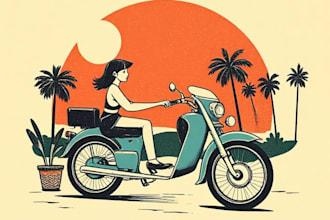 draw custom full color t shirt illustration design