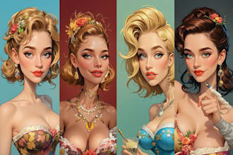 draw sexy girl pin up semirealistic comic caricature