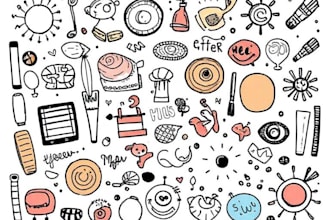 create collage of vector hand drawn doodles illustration