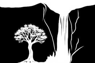 draw black and white outline illustration diagram