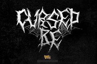 create a raw primitive black metal logo