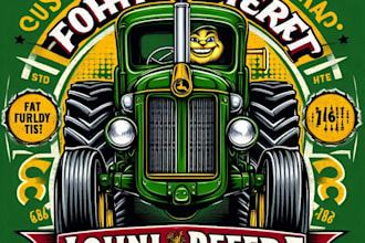design high quality tractors mascot logo with t shirt design