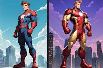 draw your character in cartoonish or marvel or anime style