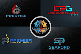 design unique plumbing, heating, oil, gas logo