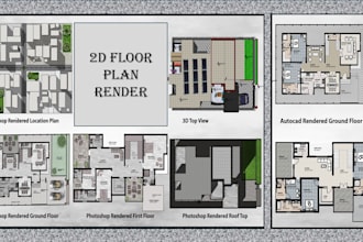 do 2d floor plan rendering on photoshop