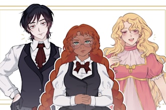 draw your oc or fanart in detailed manhwa or anime  style