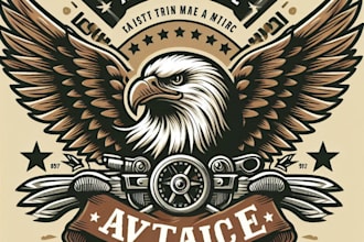 design a vintage rustic eagle crest mascot logo with t shirt design