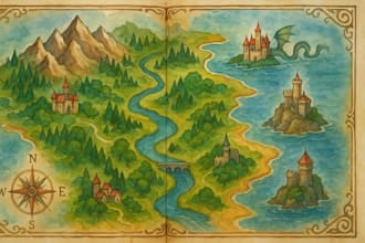 draw your fantasy or book map in photoshop professionally