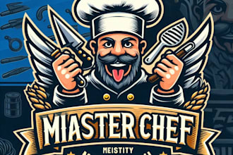 design a vintage master chef mascot logo with t shirt design