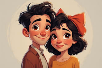 design couple portrait wedding portrait illustration