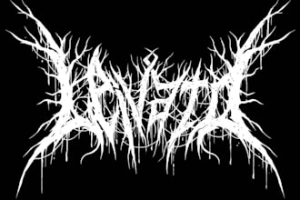 design a brutal metal band logo with chaotic and dark style