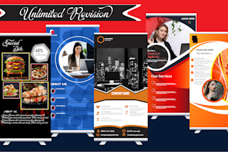 create eye catching roll up banner and pull up standee design