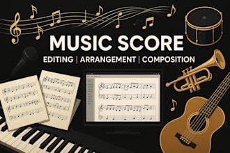 edit format arrange compose music score sheet vocal piano drum trumpet guitar