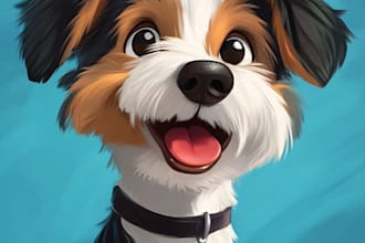 design a custom disney pet portrait illustration