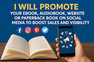 promote your ebook, audio book, website or paperback book on social media