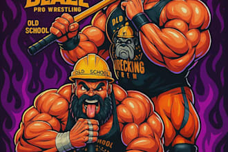design a bold wrestling poster or custom merch artwork