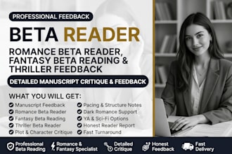 beta reader romance beta reader, fantasy beta reading and thriller feedback