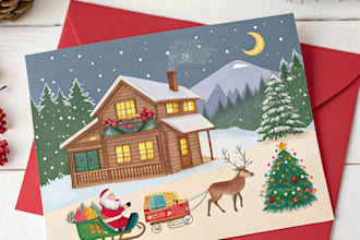 draw amazing christmas, greeting or holiday card