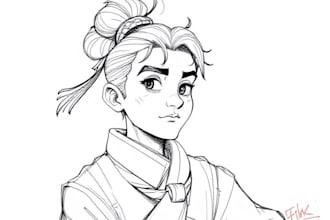 do 2d line art, 2d sketch, 2d traditional character art