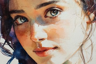 watercolor portrait painting, photo to watercolor portrait