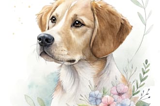 draw simple watercolor portrait of your pet