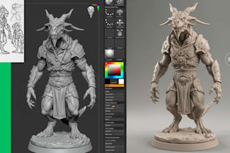 sculpt 3d miniatures, tabletop figures, and rpg characters for 3d printing