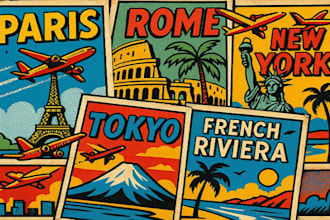 design retro vintage poster travel postcard modern travel poster