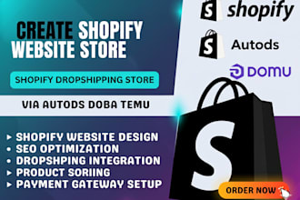 create shopify website store shopify dropshipping store via autods doba temu