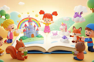 create children book illustration, book cover, storybook illustration