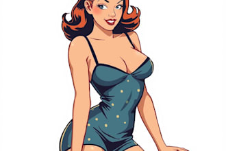 pin up girl and pin up girl illustration
