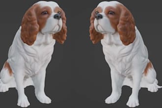 create realistic 3d animal model 3d printable dog model in zbrush for stl format