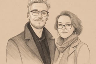 draw couple portrait illustration from photo