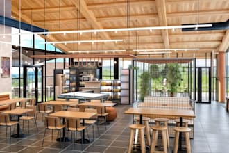 render3d restaurant interior,hotel lobby,dining layout,refreshment center,lounge