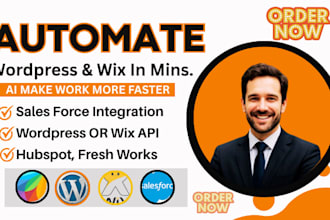 do salesforce sales cloud,hubspot CRM,fresh works wordpress,wix,webhooks API