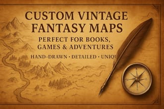 draw detailed vintage fantasy book maps for novels and games