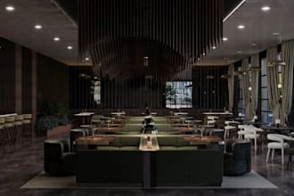 render 3d restaurant design,cafe layout,bar branding,bar,coffee shop,nightclub